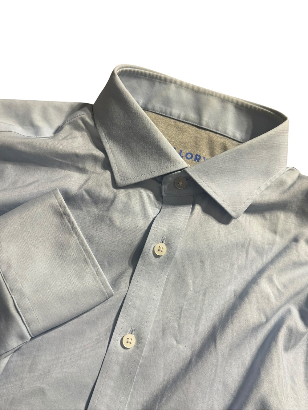 Twillory Performance Dress Shirt Light Blue Mens 17.5 34-35 Tailored Fit Stretch